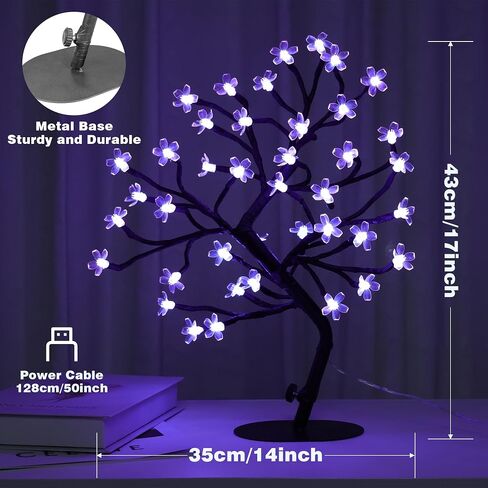 BENEVE Cherry Blossom Tree Light - 40 LED RGB Artificial Flower Bonsai Tree with APP Control, Full Color DIY Table Top Lamp, Cherry Blossom Lamp Night Lights USB Powered Christmas Party Decoration in Saudi Arabia