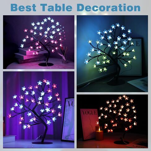BENEVE Cherry Blossom Tree Light - 40 LED RGB Artificial Flower Bonsai Tree with APP Control, Full Color DIY Table Top Lamp, Cherry Blossom Lamp Night Lights USB Powered Christmas Party Decoration in Saudi Arabia