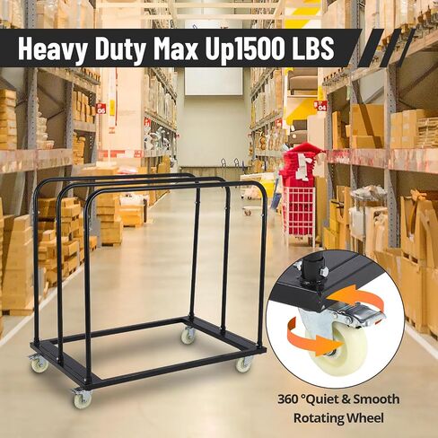 Steel Panel Truck, 1500LBS Panel Dolly Cart with 5" Swivel Casters and 36" x 24" Deck, Heavy-Duty Drywall Sheet Cart, Handling Wall Panel, Sheetrock, Lumber for Garage, Home, Warehouse in Saudi Arabia