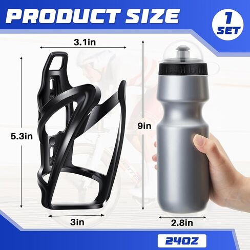 مجموعة Mifoci 1 مجموعة قفص زجاجة مياه للدراجة مع زجاجة مياه للدراجة وحامل زجاجة مياه 24oz ملحقات زجاجة رياضية للدراجة لركوب الدراجات الجبلية في الهواء الطلق (رمادي) in Saudi Arabia