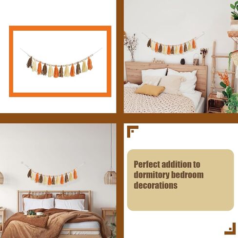VESMATITY Boho Tassel Garland Banner Rainbow Fall Tassel Wall Hanging Decor for Halloween Thanksgiving Christmas Birthday Party Classroom Nursery Bedroom Dorm Office Decorations in Kuwait