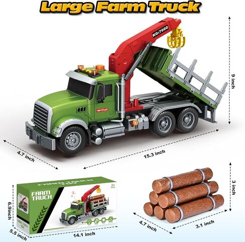 لعبة شاحنة سحب كبيرة من SpringFlower، شاحنة سحب 15 بوصة للأطفال الصغار من عمر 3 4 5 6 سنوات، لعبة سيارة شاحنة مع سيارة سباق، إشارات المرور، خطاف عمل، صوت خفيف، هدايا عيد ميلاد للأولاد والبنات in Kuwait