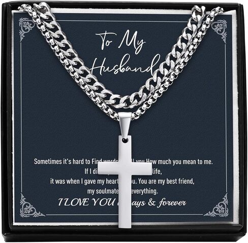 VNOX To My Son Necklace - قلادة متقاطعة الطبقات هدية للابن من أمي الفولاذ المقاوم للصدأ الفضة الطبقات الكوبية سلسلة الصليب قلادة قلادة مجوهرات بسيطة هدايا عيد ميلاد الابن من أمي in Kuwait