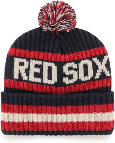 47 MLB Unisex-Adult Primary Logo Bering Cuffed Knit Pom Beanie Hat One Size (US, Alpha, One Size, Boston Red Sox) in Saudi Arabia
