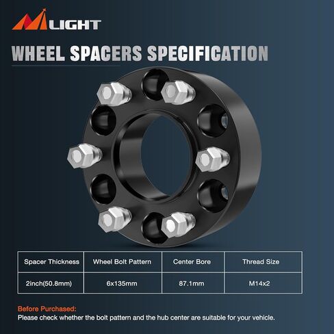 فواصل عجلة Nilight 6x135 لسيارة Ford F-150 2WD 4WD 2004 2005 2006 2007 2008 2009 2010 2011 2012 2013 2014، فواصل عجلة 1.5 بوصة، توافق تجويف المحور 87.1 مم مع إكسبيديشن لينكولن مارك LT نافيجيتور in Saudi Arabia