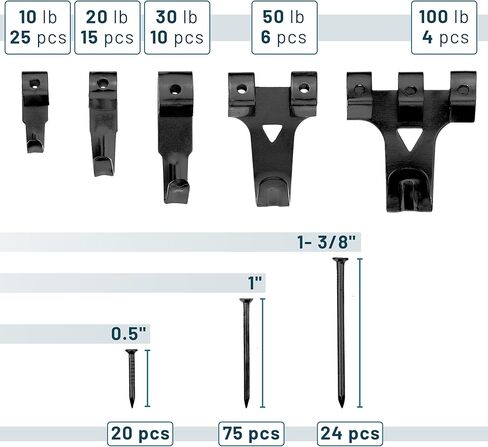 Mr. Pen- مجموعة تعليق الصور، 220 قطعة، ذهبي وردي، شماعات الصور، مسامير لتعليق الصور، شماعات الحائط، تعليق الصور، خطافات تعليق الصور، أجهزة تعليق الإطار، طقم التعليق على الحائط in Kuwait