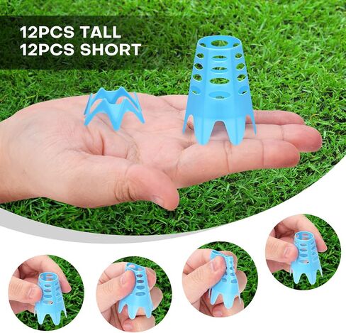 Golf Simulator tees, 22Pcs Plastic Golf Mat Tees for Home, Outdoor or Indoor Golf Tees for Training, Practice Golf tees for Winter Turf and Driving Range, Pack of 12 Tall & 12 Small in Saudi Arabia