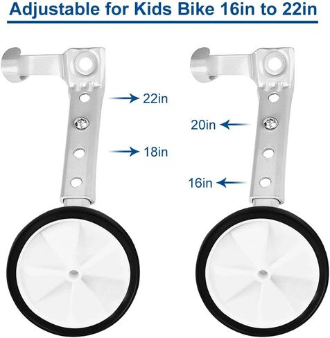 Training Wheels Bike, Variable Speed Training Wheels Adjustable Training Side Rear Wheel Balance Stabilizers Mounted Kit for Children Kids Bikes 16 18 20 22 Inch (Silver in Saudi Arabia