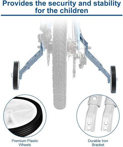 Training Wheels Bike, Variable Speed Training Wheels Adjustable Training Side Rear Wheel Balance Stabilizers Mounted Kit for Children Kids Bikes 16 18 20 22 Inch (Silver in Saudi Arabia