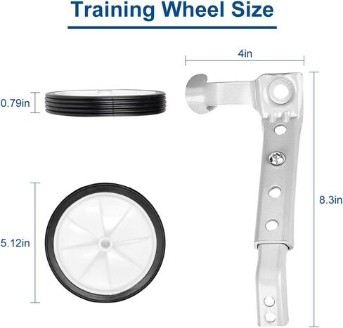 Training Wheels Bike, Variable Speed Training Wheels Adjustable Training Side Rear Wheel Balance Stabilizers Mounted Kit for Children Kids Bikes 16 18 20 22 Inch (Silver in Saudi Arabia