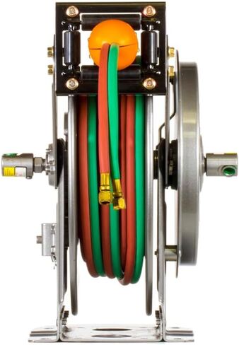 Hannay Reels N416-19-20-8J N400 بكرة لحام خرطوم الأكسجين والأسيتيلين أوكسي/الوقود المزدوج القابلة للسحب، 3/8 بوصة × 50 بوصة خرطوم مزدوج من الدرجة R + إيقاف خرطوم طلاء فولاذي ثقيل اللون من الجرافيت، صنع في الولايات المتحدة الأمريكية in Kuwait