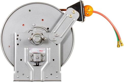 Hannay Reels N416-19-20-8J N400 بكرة لحام خرطوم الأكسجين والأسيتيلين أوكسي/الوقود المزدوج القابلة للسحب، 3/8 بوصة × 50 بوصة خرطوم مزدوج من الدرجة R + إيقاف خرطوم طلاء فولاذي ثقيل اللون من الجرافيت، صنع في الولايات المتحدة الأمريكية in Kuwait
