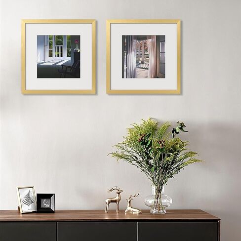 upsimples 12x12 Picture Frame, Display Pictures 8x8 with Mat or 12x12 Without Mat, Wall Hanging Photo Frame, Gold, 1 Pack in Kuwait