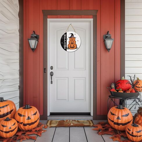 زينة باب الهالوين، علامة ترحيب للهالوين، شماعة باب، مخيفة للهالوين، لافتة باب اليقطين الخشبية، إكليل باب الهالوين، ديكور معلق لجدار الباب الأمامي، جدار الشرفة، ديكور المنزل الداخلي للهالوين in Kuwait