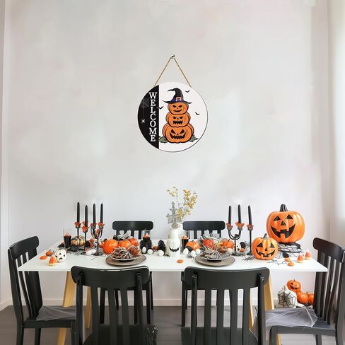 زينة باب الهالوين، علامة ترحيب للهالوين، شماعة باب، مخيفة للهالوين، لافتة باب اليقطين الخشبية، إكليل باب الهالوين، ديكور معلق لجدار الباب الأمامي، جدار الشرفة، ديكور المنزل الداخلي للهالوين in Kuwait