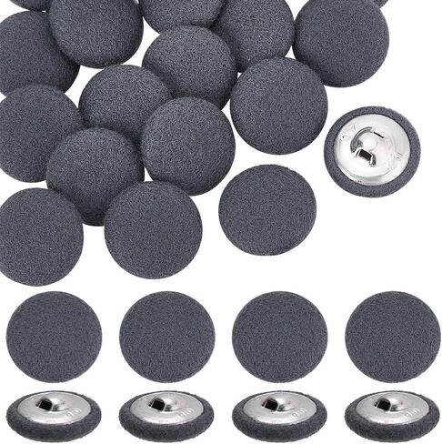NBEADS 20 Pcs Fabric Cloth Covered Buttons, 1.02 Inch Fabric Metal Shank Buttons Aluminum Base Buttons with Cardboard Box Flat Round Buttons for Clothes DIY Project Decorations, Black in Saudi Arabia