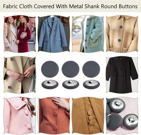 NBEADS 20 Pcs Fabric Cloth Covered Buttons, 1.02 Inch Fabric Metal Shank Buttons Aluminum Base Buttons with Cardboard Box Flat Round Buttons for Clothes DIY Project Decorations, Black in Saudi Arabia