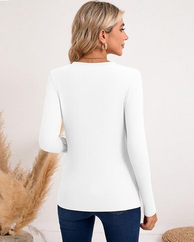 Huukeay 3 Pack Women's Thermal Shirts Long Sleeve De Velvet Lined Underwear Tops Crew Neck Slim Fit Basic Base Layer Tee in Kuwait