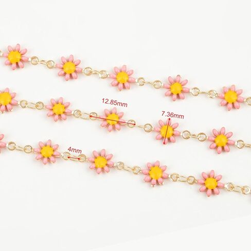 YOUBEIYEE 5 Meters Colorful Daisy Chains for Jewelry Making Mixed Color Enamel Flower Chains Bulk for Women Necklace Bracelet Anklet DIY Jewelry Supplies Findings in Kuwait