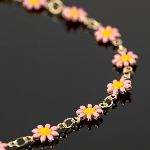 YOUBEIYEE 5 Meters Colorful Daisy Chains for Jewelry Making Mixed Color Enamel Flower Chains Bulk for Women Necklace Bracelet Anklet DIY Jewelry Supplies Findings in Kuwait