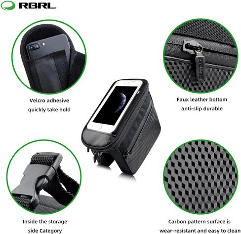 RBRL Bike Bag Bicycle Front Frame Bag, Waterproof Bike Phone Bag, Large Capacity Bike Handlebar Bag, Touch Screen Compatible Phones Under 6.6" in Kuwait