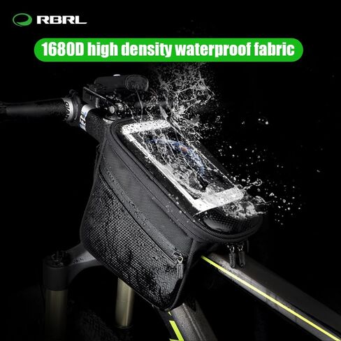 RBRL Bike Bag Bicycle Front Frame Bag, Waterproof Bike Phone Bag, Large Capacity Bike Handlebar Bag, Touch Screen Compatible Phones Under 6.6" in Kuwait