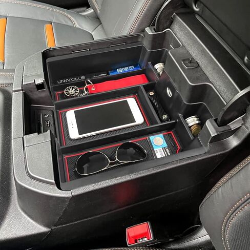 Center Console Organizer Compatible with 2019-2022 Chevy Silverado/Sierra 1500 and 2020-2023 Silverado/Sierra 2500HD 3500HD Accessories Armrest Full Size Tray,Full Console w/Bucket Seats ONLY,Black in Saudi Arabia