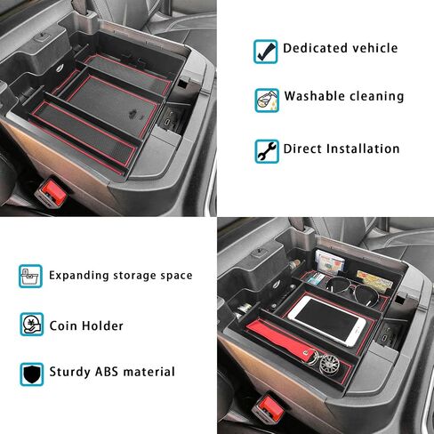 Center Console Organizer Compatible with 2019-2022 Chevy Silverado/Sierra 1500 and 2020-2023 Silverado/Sierra 2500HD 3500HD Accessories Armrest Full Size Tray,Full Console w/Bucket Seats ONLY,Black in Saudi Arabia