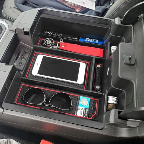 Center Console Organizer Compatible with 2019-2022 Chevy Silverado/Sierra 1500 and 2020-2023 Silverado/Sierra 2500HD 3500HD Accessories Armrest Full Size Tray,Full Console w/Bucket Seats ONLY,Black in Saudi Arabia