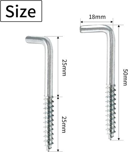 20 قطعة 50x18 مللي متر خطافات منحنية مربعة فضية لتعليق الأشياء شديدة التحمل in Kuwait