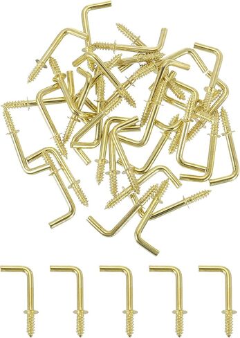 uxcell 150 Pcs L Shape Hooks, 1/2 Inch Right Angle Hooks Carbon Steel Small Screw in Hooks 7 Shape Right Angle Hook for Hanging, Black in Saudi Arabia