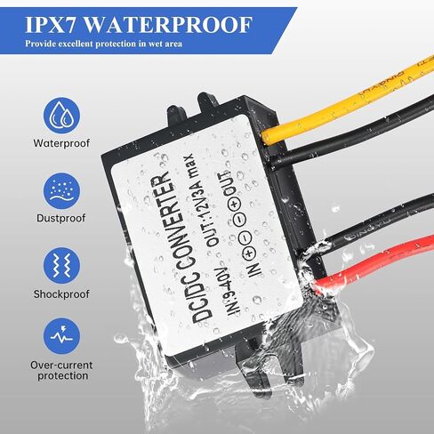 DC/DC Buck Converter 17-60V to 12V,DC/DC Voltage Converter 17V/24V/35V/60V to 12V5A 60W MAX Power Transformer Waterproof Step Down Module for Automotive, LED Lights, Trucks, Instruments. in Kuwait