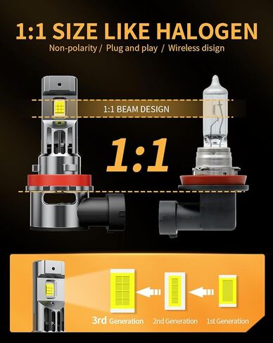9005/HB3 H11/H8/H9 LED Bulbs Combo, 60000LM 900% Brighter 6500K Cool White Backup LED Exterior Lights, 1:1 Size H11 9005 LED Bulbs Plug-N-Play, Pack of 4 in Saudi Arabia