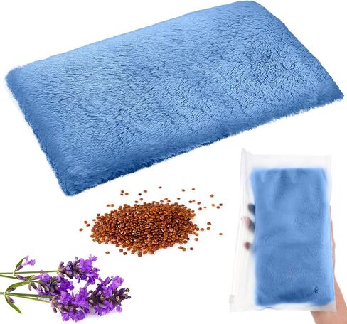 Mini Microwavable Heating Pad Reusable Cold Compress Bag with Washable Cover 4'' x 8'' Natural Hot and Cold Pad Moist Heat Pad for Cold Hands, Shoulder, Joint Pain, Sore Muscle (Blue) in Kuwait