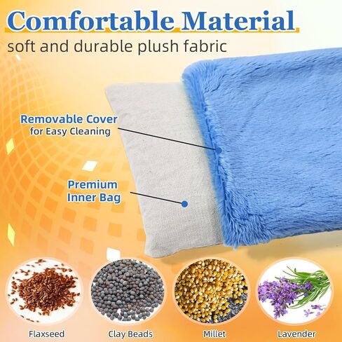 Mini Microwavable Heating Pad Reusable Cold Compress Bag with Washable Cover 4'' x 8'' Natural Hot and Cold Pad Moist Heat Pad for Cold Hands, Shoulder, Joint Pain, Sore Muscle (Blue) in Kuwait