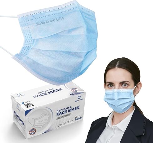 MAVINA Made in USA, Disposable Face Masks for Adults, 3 Ply Protection Meets ASTM Level 2 Standard, Breathable and Comfortable with Elastic Earloops, 50 Pcs in Saudi Arabia