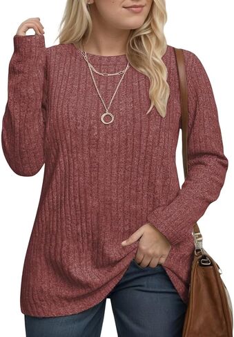 DOLNINE Women's Plus-Size-Tops Long Sleeve Comfy Crewneck Shirts Lightweight Casual Loose Fit Sweatshirts Tunics XL-5XL in Saudi Arabia