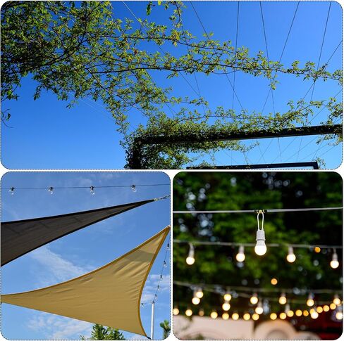 MECCANIXITY 2.5mm (3/32 inch) Green Vinyl Coated Wire Rope, 15m /49ft Galvanized Steel Cable Wire Rope with 4PCS M3 Loop Sleeves for String Light Hanging, Deck Railing, Garden Wire in Saudi Arabia