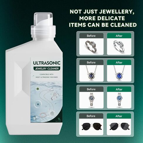 منظف ​​المجوهرات بالموجات فوق الصوتية الكبير بوزن 17 أونصة - مركز منظف المجوهرات لخواتم الماس والمجوهرات الذهبية والأقراط الفضية والقلائد البلاتينية ومجوهرات الأحجار الكريمة والنظارات، 500 مل in Kuwait