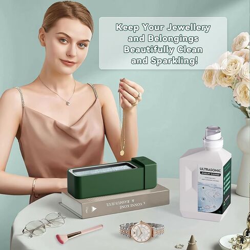 منظف ​​المجوهرات بالموجات فوق الصوتية الكبير بوزن 17 أونصة - مركز منظف المجوهرات لخواتم الماس والمجوهرات الذهبية والأقراط الفضية والقلائد البلاتينية ومجوهرات الأحجار الكريمة والنظارات، 500 مل in Kuwait
