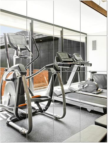 Home Gym Mirror Tiles, Large Workout Mirrors for Home Gym,Square Mirror(Glass,16x12''-12PCS), Large Full Body Mirror for Gym, Wall Mirror for Garage, Bedroom, Bathroom (Glass - 16''x12'' - 12PCS) in Saudi Arabia