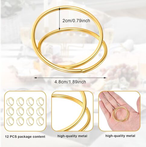 12 Pcs Gold Napkin Rings, Metal Spiral Napkin Rings, Gold Napkin Holders Buckles for Family Dinner, Wedding, Party, Table Decorations in Saudi Arabia