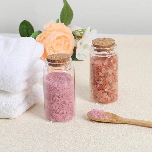 Small Glass Jars with Cork Lids 200 ml, Mini Glass Jars with Lids Set of 2, Glass Pill Bottles, Sand Jars, Spell Jars, Seashell Jar, Small Glass Bottles for Crafts, Decoration, Party Favors in Saudi Arabia