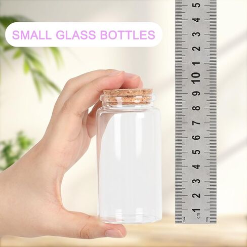 Small Glass Jars with Cork Lids 200 ml, Mini Glass Jars with Lids Set of 2, Glass Pill Bottles, Sand Jars, Spell Jars, Seashell Jar, Small Glass Bottles for Crafts, Decoration, Party Favors in Saudi Arabia
