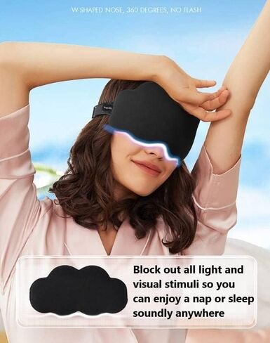 Sleep Mask for Women Men, 3D Contoured Cup No Eye Pressure 99% Blocking Light Sleeping Mask with Adjustable Strap Blindfold Yoga, Traveling, Nap, Black in Saudi Arabia