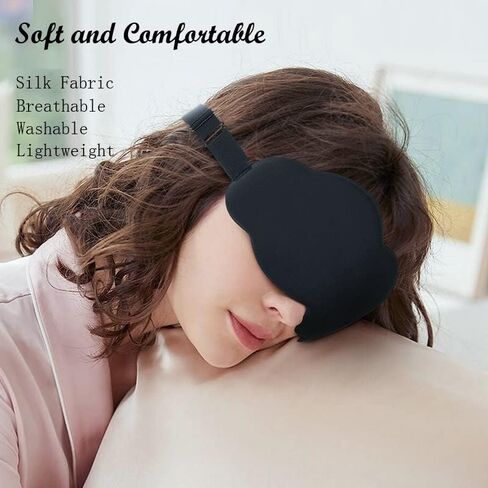 Sleep Mask for Women Men, 3D Contoured Cup No Eye Pressure 99% Blocking Light Sleeping Mask with Adjustable Strap Blindfold Yoga, Traveling, Nap, Black in Saudi Arabia