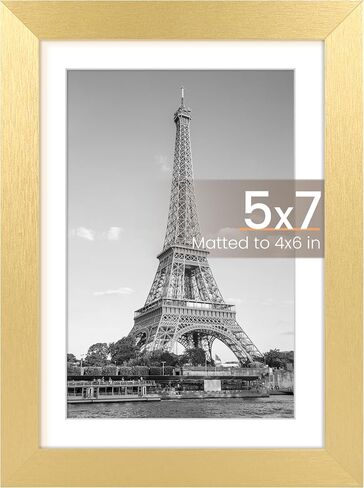 upsimples 5x7 Picture Frame, Display Pictures 4x6 with Mat or 5x7 Without Mat, Wall Hanging Photo Frame, Gold, 1 Pack in Saudi Arabia