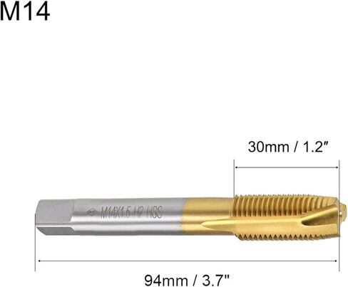 صنبور لولبي بقابس لولبي M4 × 0.7 مم، للحفر والتنصت، H2 3 مزامير HSS، مطلي بالتيتانيوم، ساق مستديرة مع صنابير لولبية مترية ذات نهاية مربعة، قطعة واحدة in Kuwait