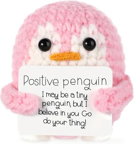 Mini Funny Emotional Support Penguin, 3" Positive Penguin with Cheer up Card, Handmade Cute Knitted Crochet Soft Plush for Friends, Parties,Christmas Decoration and Encouragement in Saudi Arabia