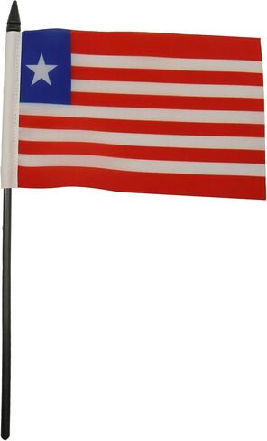 AZ FLAG Liberia Table Flag 5'' x 8'' - Liberian Desk Flag 21 x 14 cm - Black Plastic Stick and Base in Saudi Arabia